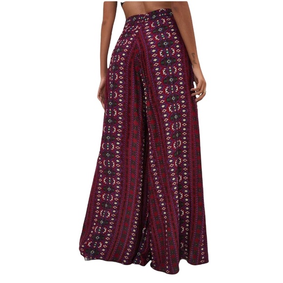 Amarillo Wide Leg Pants Shein Highwaisted boho tribal stripe graphics new L - Picture 3 of 3